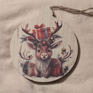 Festive Reindeer Ornament with Red Accents